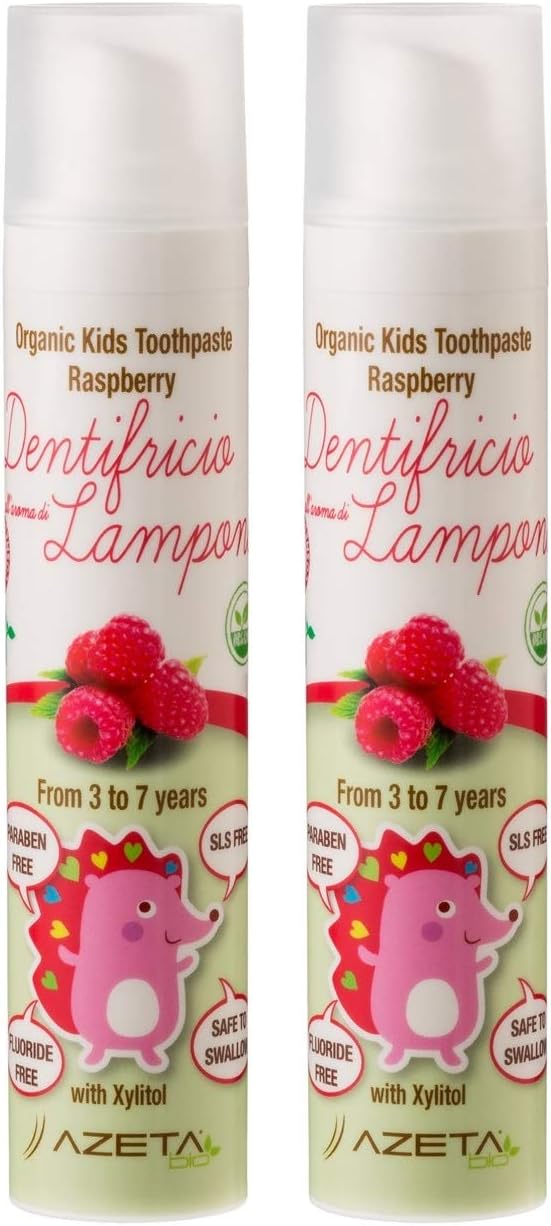 2 x Raspberry Flavoured Children’s Toothpaste Organic Vegan 3 to 7 ...