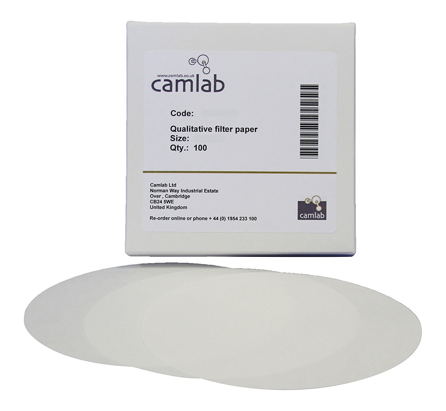 Camlab 1171099 Grade 118 [5] Qualitative Filter Paper, Very Slow Filtering, 90 mm Diameter (Pack of 100)