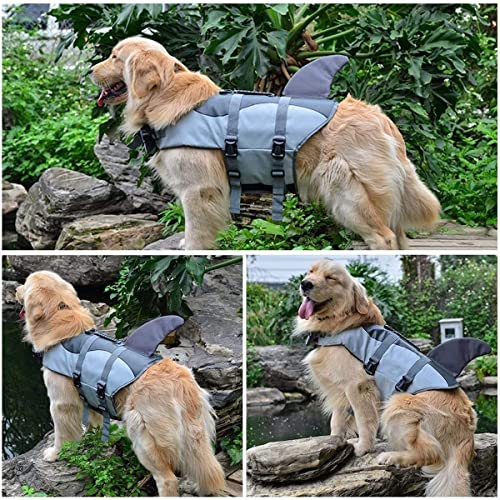 Dog Flotation Vest - Adjustable Life Vest with Handle - Pet Life Jacket (Grey, S)
