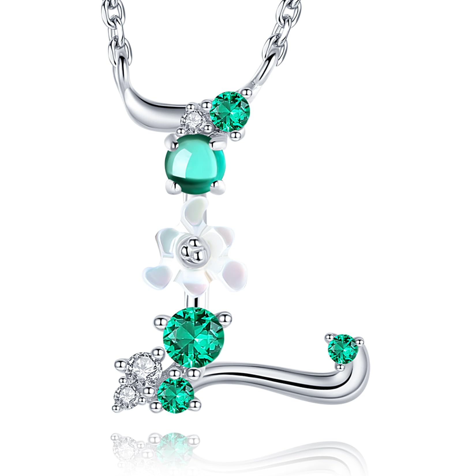 VIKI LYNN Letter L Initial Necklace 925 Sterling Silver Cubic Zirconia Personalised Alphabet Charm Pendant Necklace for Girls