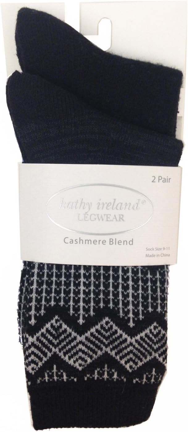 kathy ireland Socks 2pk Cashmere Blend Luxury Crew Socks