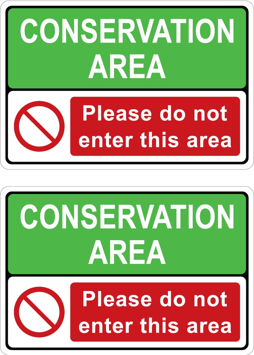 Conservation area please do not enter this area 300mm x 200mm plastic signs with rounded corners