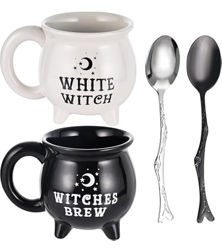 Pacific Giftware Hexenkessel Salz- & Pfefferstreuer – Keramik, Handbemalt, Schwarz