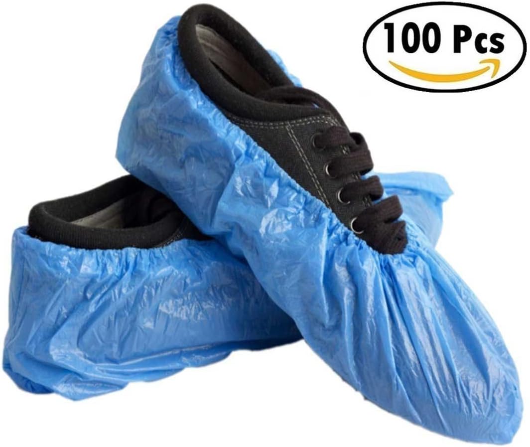 50 Pairs Disposable Shoe covers Non slip Waterproof Thicker,100 pieces,Blue,One size fits All