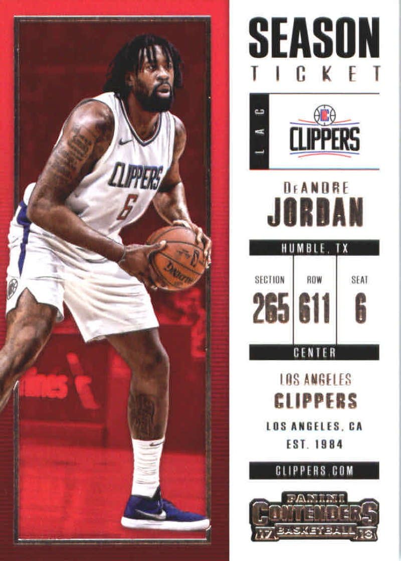 2017-18 Panini Contenders Season Ticket #100 DeAndre Jordan Los Angeles Clippers Basketball Card