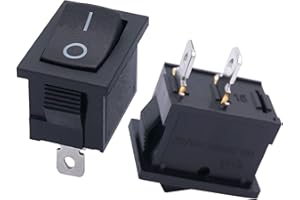REDGOOSE 10PCS Mini Boat Rocker Switch,Snap in On/Off Switch 2 pin,AC 6A/250V 10A/125V,Rectangle,Black