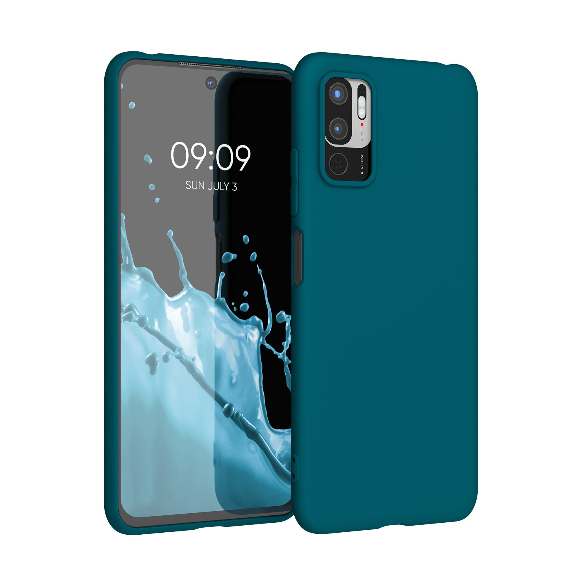 kwmobile Case for Xiaomi Redmi Note 10 5G Case - Soft Cover - Shockproof TPU Material - Wireless Charging - Caribbean Blue