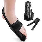 Chonario Broken Big Toe Splint Brace, Turf Toe Brace Support for Broken, Fracture, Sprains, Arthritis, Women & Men, with 2 Detachable Metal Plates - Left