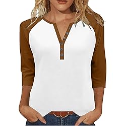 Henley Shirts for Women Y2K Contrast Color Block