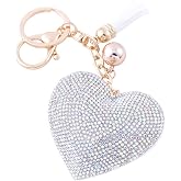 Soleebee Glitter Keychain Premium SS6 Crystal Tassel Key Chain Leather Bag Charm for Women Girls
