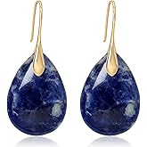 Wovanoo Natural Stone Earrings for Women Boho Dangle Drop Earrings Gemstone Fishhoop Statement Gold Earring