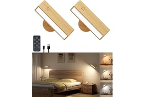 DetarZinLED Wall Sconces Set of 2,Battery Operated Wall Sconce with Remote,Wall Light for Bedroom Battery Powered, Rotatable 