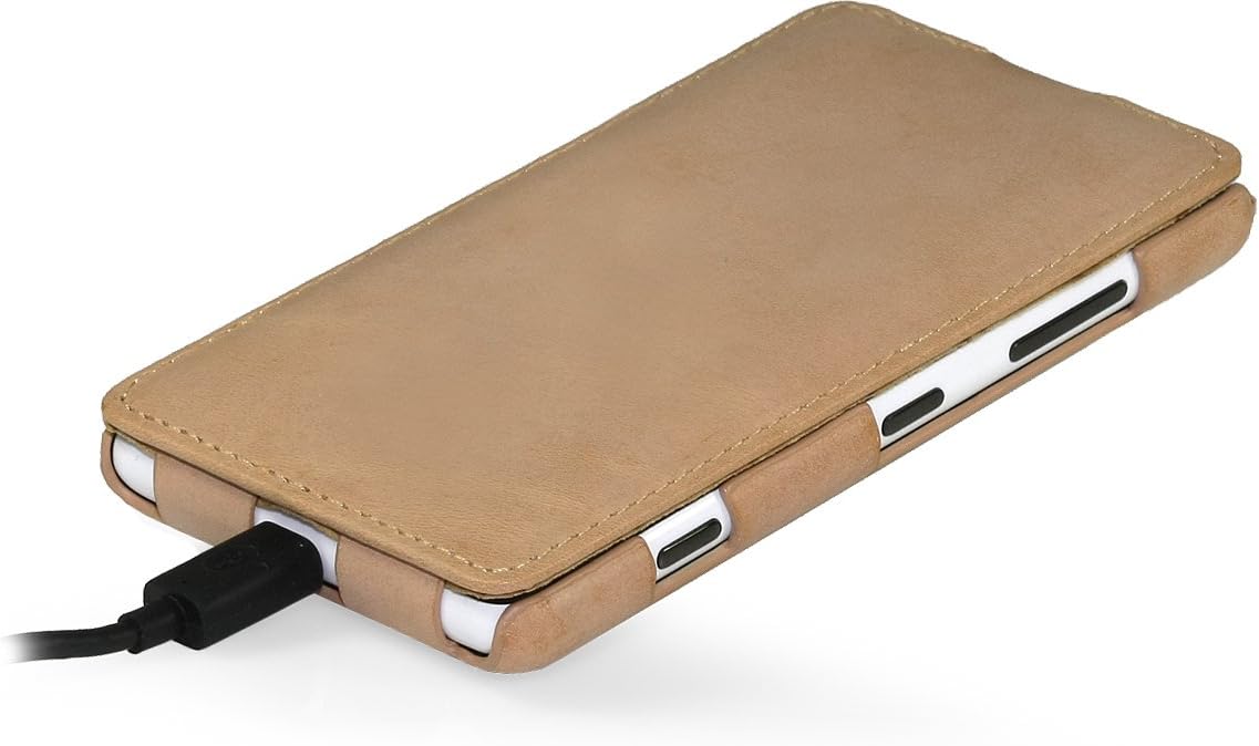 StilGut Ultraslim Case made of leather for Nokia Lumia 820 - Old Style Sand Beige - Image 4