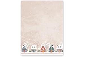 CANOPY STREET Snowy Village Holiday Letterhead / 50 Sheets / 8.5" x 11" Festive Winter Wonderland Neighborhood Holiday Paper/Decorative Snow Houses Christmas Stationery