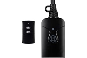 HBN Outdoor Indoor Wireless Remote Control 3-Prong Outlet Weatherproof Heavy Duty 15 A Compact 1 Remote 1 Outlet with Remote 6-inch Cord 100ft Range ETL Listed (Battery Included)