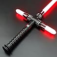 Borlvias Heavy Dueling Light Saber for Adults Smooth Swing Metal Hilt 16 Fonts Sound Motion Control Lightsaber Party Cosplay (RGB Version)