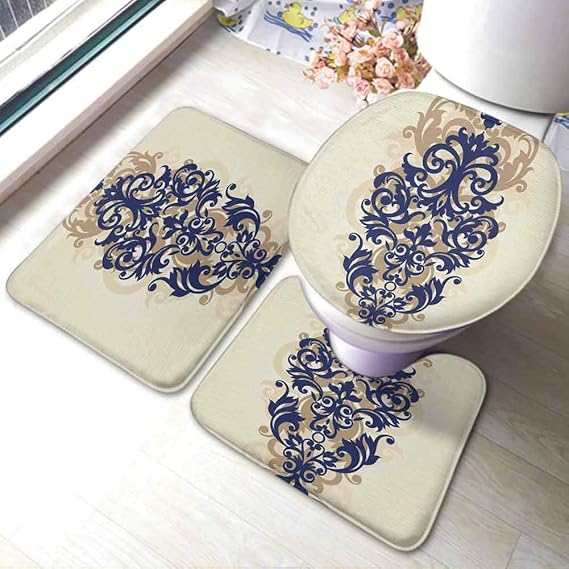 Aubrdon 3 UNIDS Alfombra de baño Alfombrillas Set Decoración, Clásico