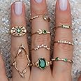 Amazon.com: Aimimier 9 Pcs Bohemian Stackable Joint Knuckle Ring Set ...