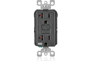 Leviton GFCI Weather-Resistant Outlet, 20 Amp, Self Test, Non Tamper-Resistant with LED Indicator Light, Outdoor Locations, GFWR2-E, Black