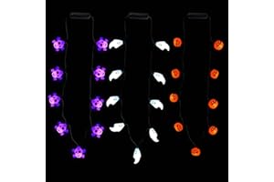 COVFEVER Halloween Eve Costume Party Accessories, 3Pcs Halloween Lighted up Necklace, Halloween Light 3D Necklace for Trick or Treat Door to Door Parade Procession