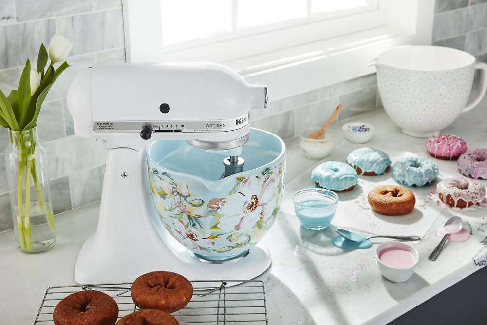 KitchenAid 5 Quart Ceramic Bowl for all KitchenAid 4.5-5 Quart Tilt-Head Stand Mixers KSM2CB5PWG, White Gardenia