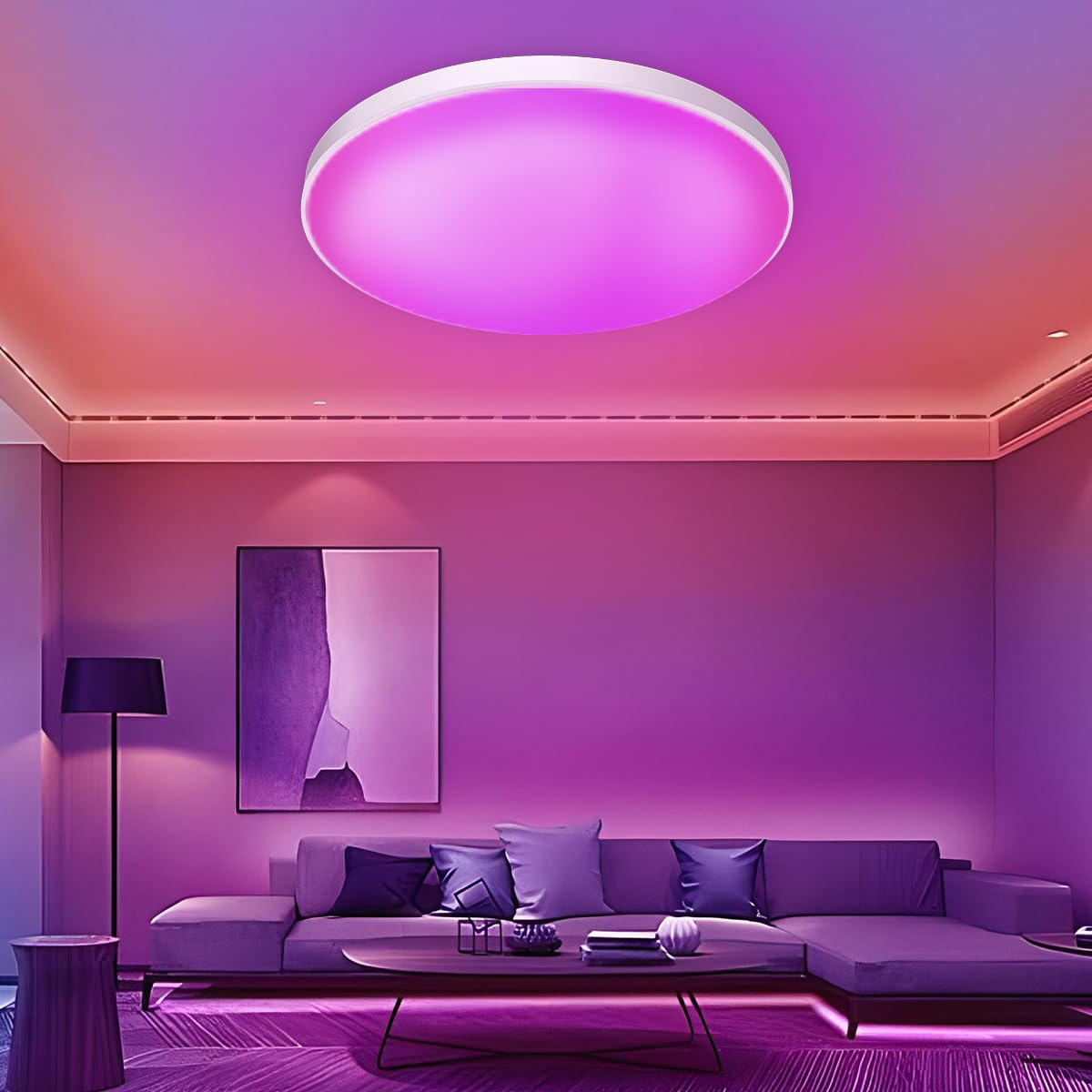 Callsky LED Ceiling Light, 30W Flush Smart Led RGB Colour Changing, Bluetooth Ceiling Lamp, APP Control/Remote Control, Dimmable RGB Colour Changing for Bedroom Children's Room Hallway Balcony