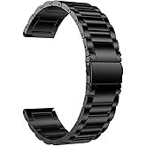 LDFAS Compatible for Fossil 22mm Band, Stainless Steel Metal Strap Compatible for Fossil Gen 6/5 Carlyle/Julianna/Garrett HR, Q Explorist HR Gen 4/3, Sport 43mm, Gen 5E 44mm Smartwatch, Black