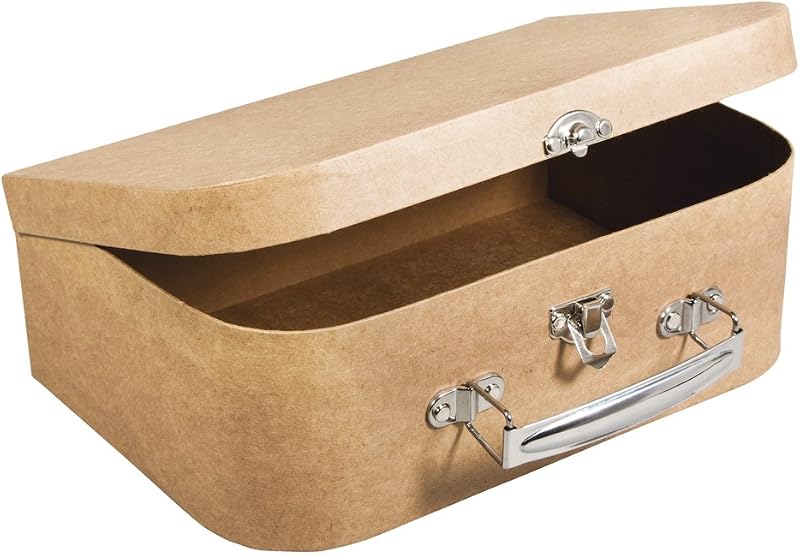 Rayher Papier Mache Suitcase with Metal Handle 24 x 16 x 8 cm