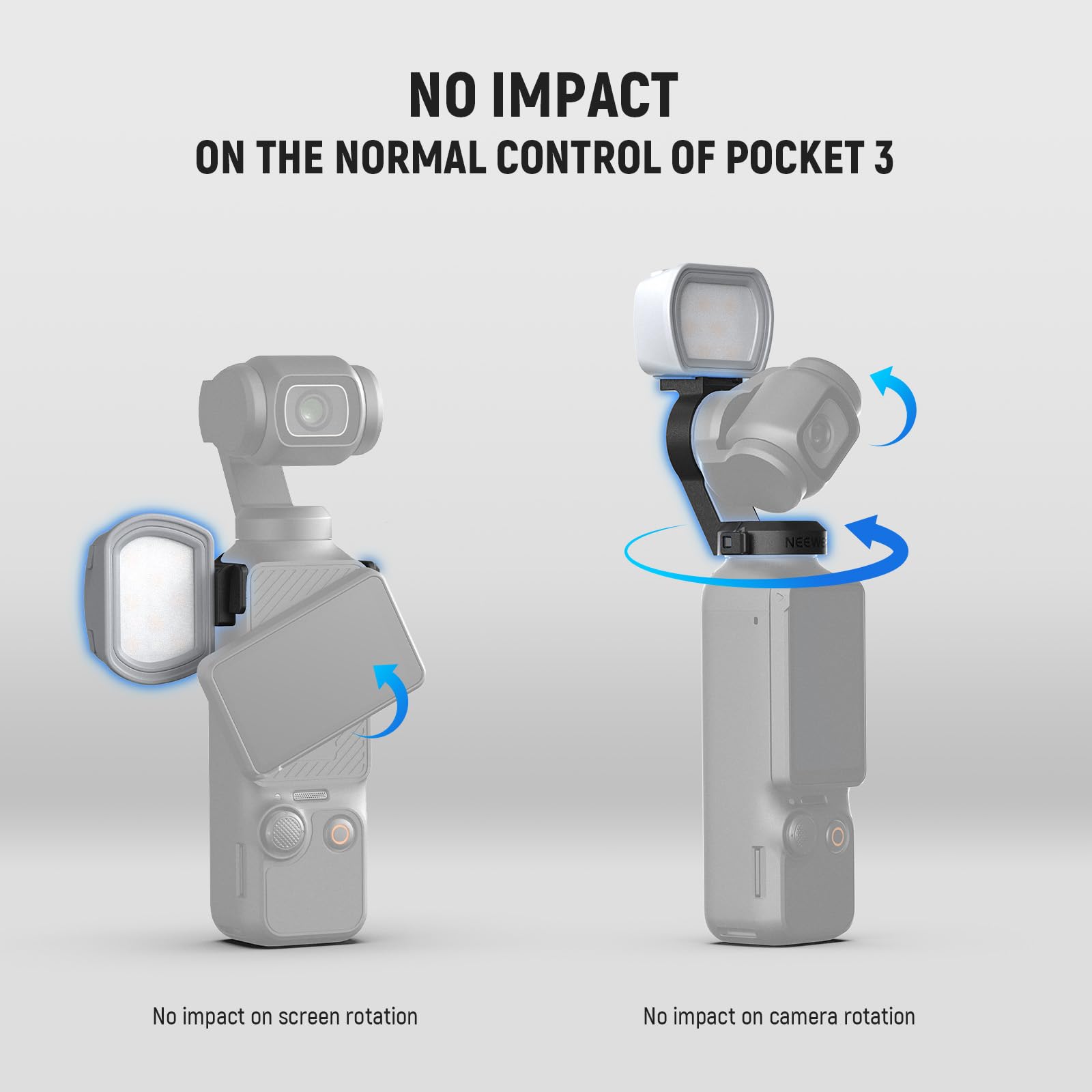 NEEWER Basics Magnetic Auxiliary Light Compatible with DJI OSMO Pocket 3 Gimbal Cam Creator Combo, 1.3W USB C Rechargeable Plastic Mini LED Fill Light Attachment for Selfie Vlog Video Recording, M21