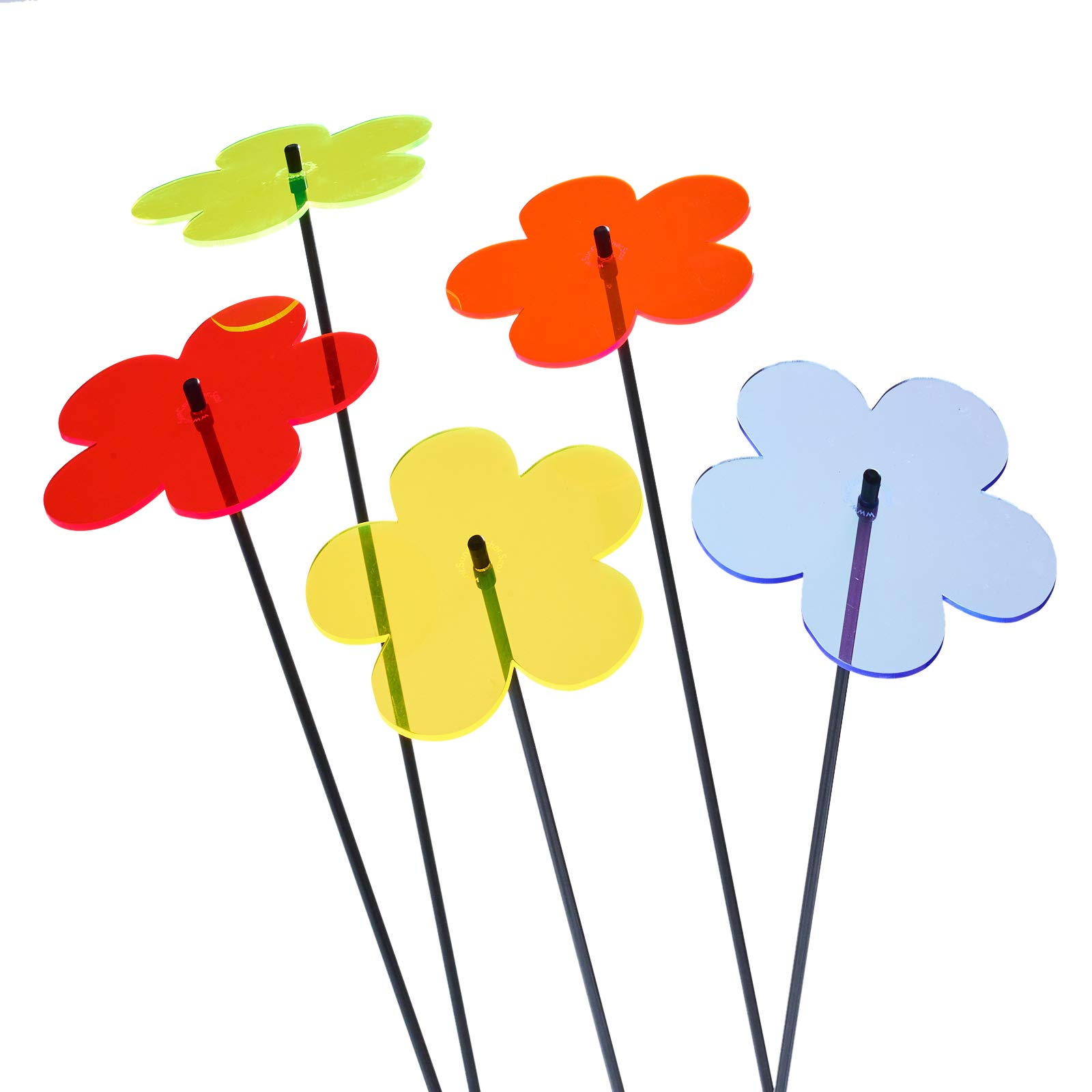 SunCatcher Garden Decor Vibrant Blossom Set of 5 Large Glowing Garden Stakes 75cm, 19.5 inch high Indoor Outdoor Yard Lovely Gardeners Gift, Colour:mixed colours