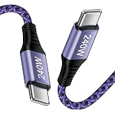 USB C to C Cable 240W Samsung Fast Charger 3 ft Car Charger Cord Type C | Braid Charging Cord for Samsung Galaxy S26 Ultra S26 S25 FE Edge S25 Plus A17 A16 5G A36 S24 Z Fold 7 Flip7 iPhone 17 MacBook