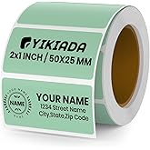 YIKIADA Green Direct Thermal Labels Vinyl 1 × 2 Inch Self-Adhesive Rectangle Stickers Roll Waterproof Printer Decals Name Tag for QR Code DIY Office Address 500 PCS
