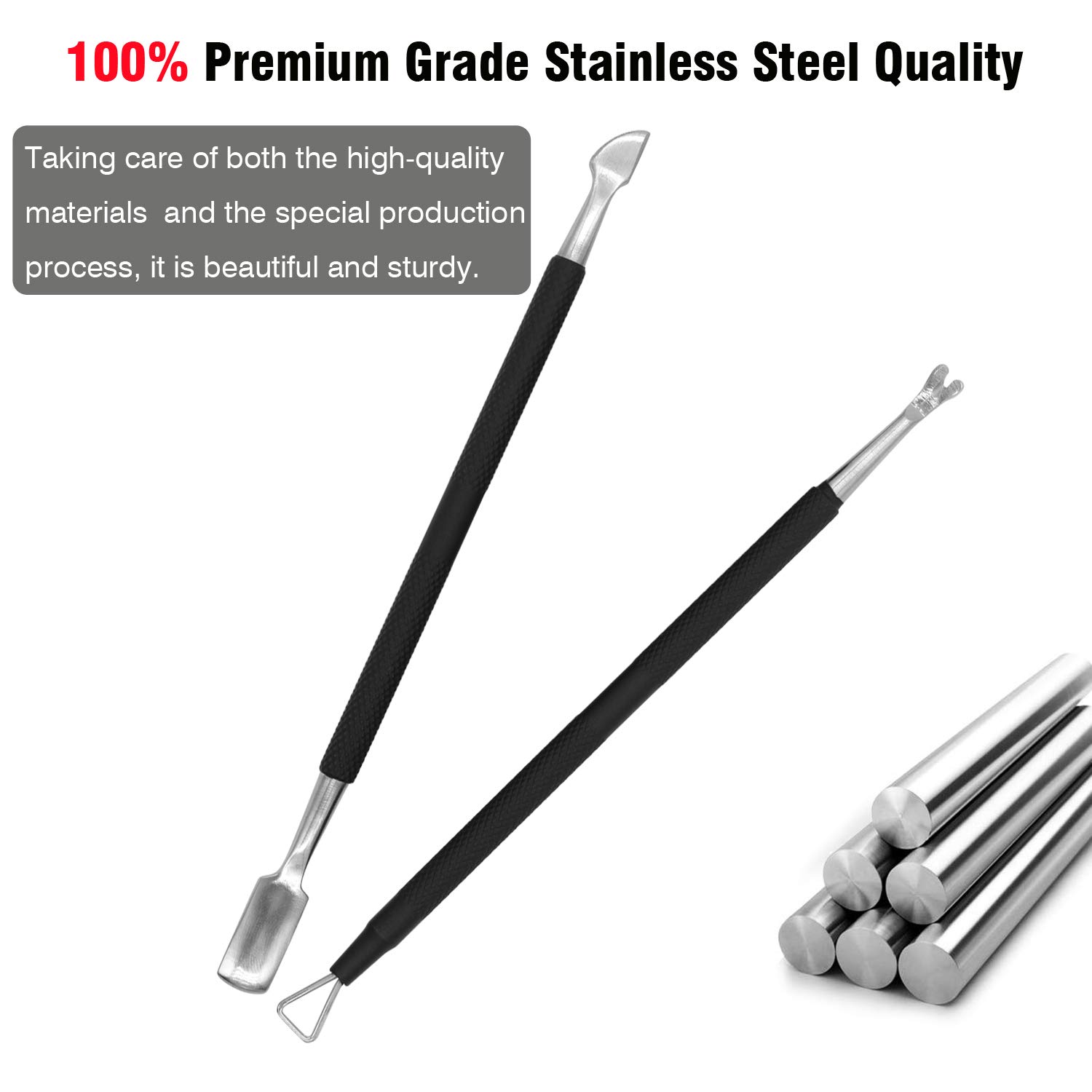3PCS Anti-slip Handle Cuticle Trimmer with Cuticle Pusher and Triangle Cuticle Nail Pusher Peeler Scraper,Professional Stainless Steel Cuticle Nipper Set for Fingernails Toenails: Beauty