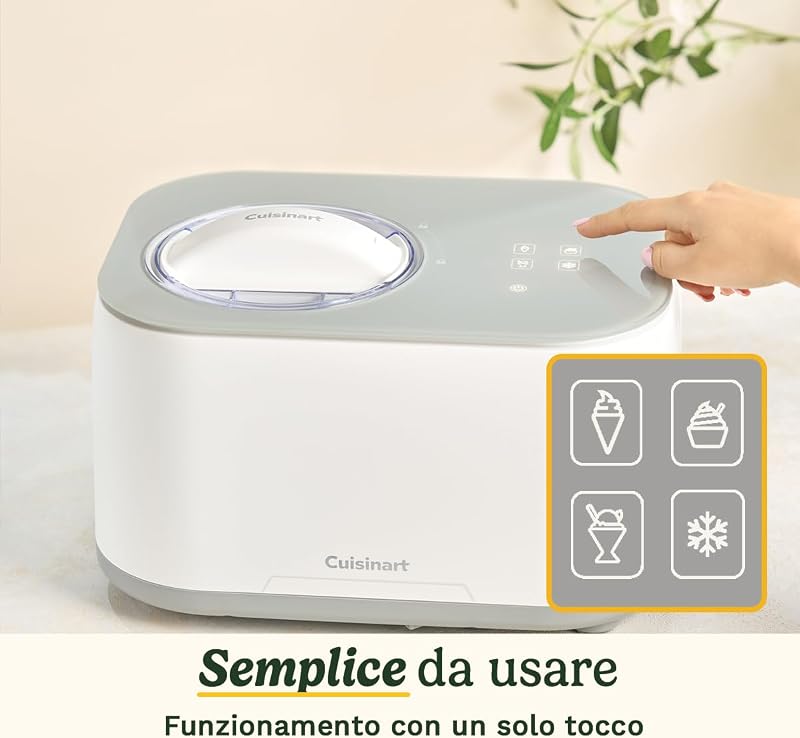 FreezeEase – Gelatiera autonoma con 3 programmi (Gelato, Sorbetto, Yogurt) | Nessun pre-congelamento | Pronta in 40 min | Funzione di mantenimento al freddo | Compressore 950ml (Nuovo)
