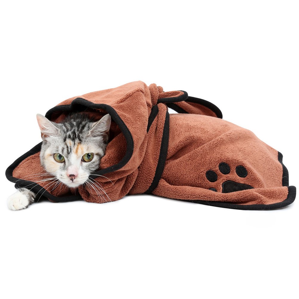 Longueur 60cm Peignoir A Capuche Pour Chien Chat Microfibre Serviette De Bain Spongieux Pour Animaux De Compagnie Pyjama Chiot Chaton L Brun Animaux De Compagnie Deguisements Kentuckybranded Com