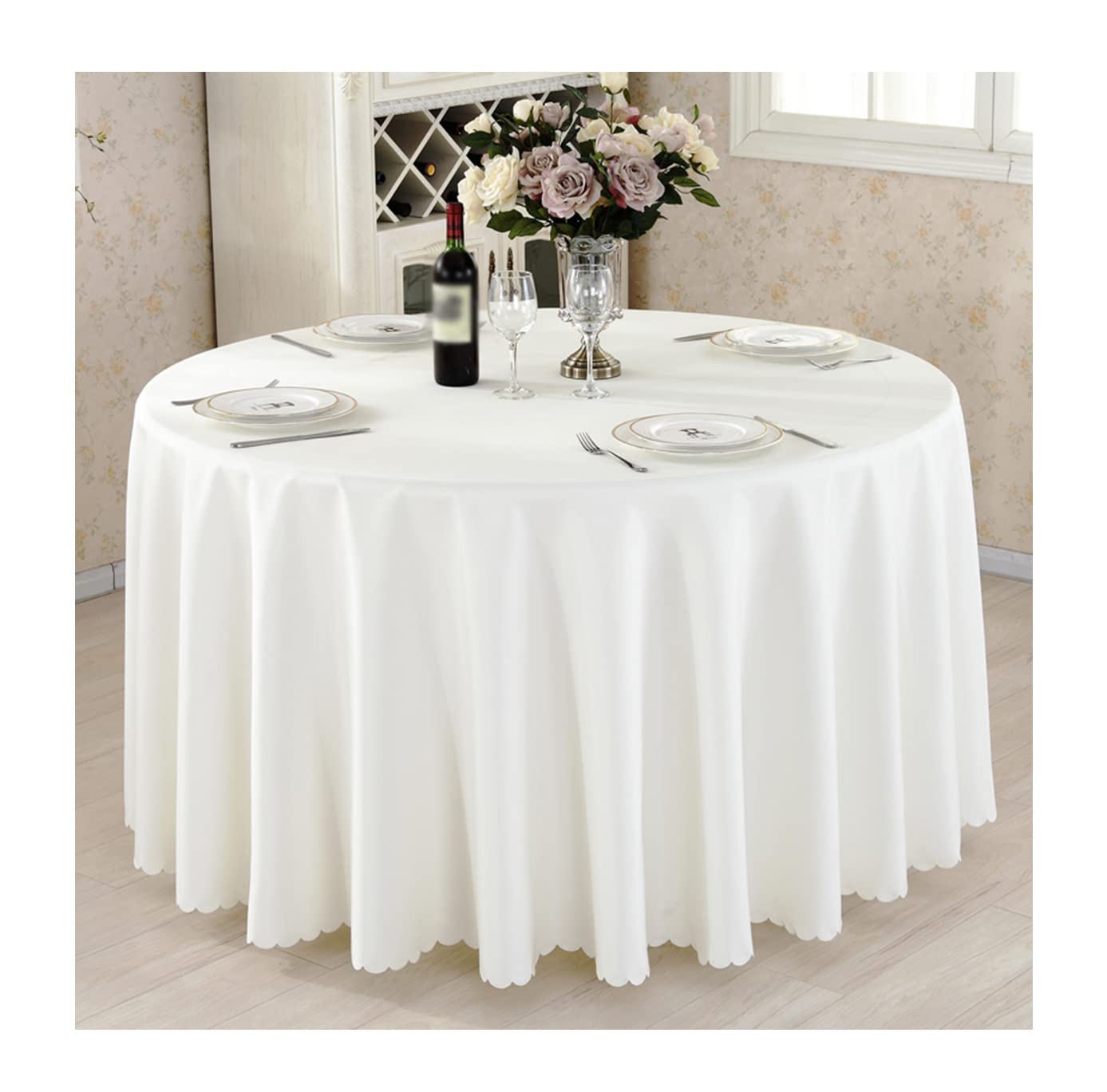 FANIVIN Polyester Tablecloths Tablecovers Round Table cloth Home Hotel Restaurant Wedding Party Multicolour Table Covers Beige Round 200CM