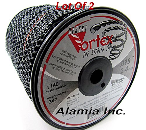 Lot of 2 Rolls Black Vortex .095 Commercial Trimmer Line 5-Lbs. Large Spool 1140 Feet each, MADE IN USA