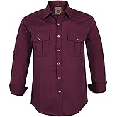 COEVALS CLUB Men's Western Cowboy Long Sleeve Pearl Snap Casual Work Shirts