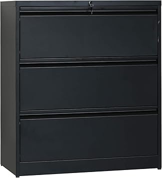 Amazon Com Heavy Duty Lateral File Cabinet Black 3 Drawers