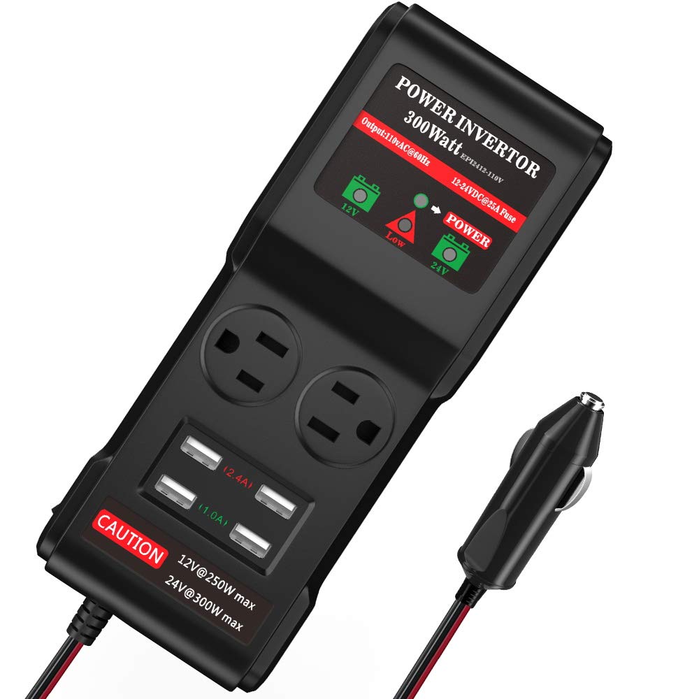 Bmk 300w Car Power Inverter Dc 12 24v To 110v Ac Dc Adapter 4 Usb Ports Charger Adapter Car Plug Converter With Switch Bmk Bluemickey Power Electrical Rv Parts Accessories Fixzy Net