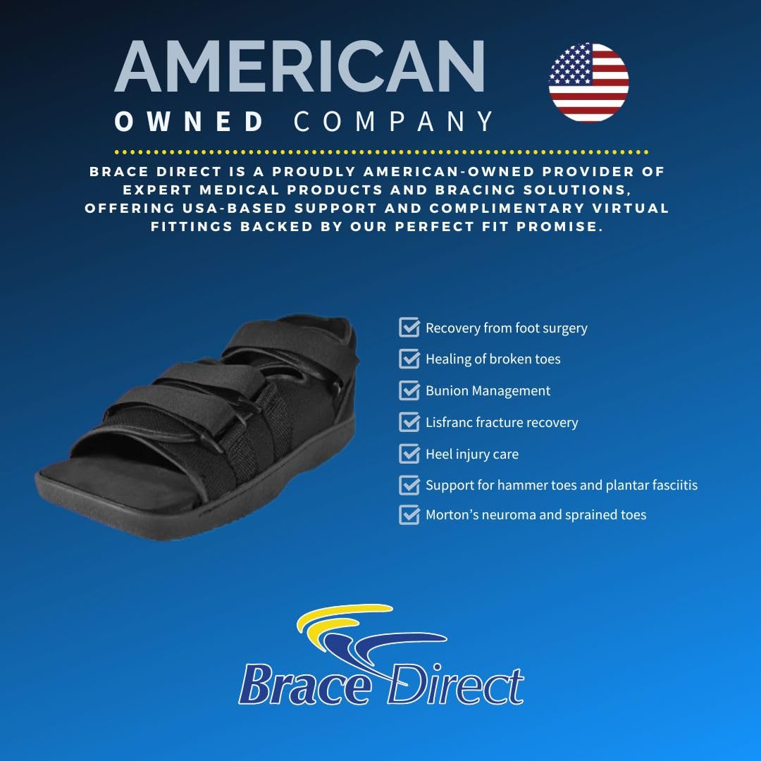 Brace Direct Post-Op Shoe - Adjustable Orthopedic Walking Shoe for Broken Foot & Toe, Stress Fractures, Bunions, Post-Surgery Recovery, Left or Right Foot, Women M (US Shoe Size 7.5-8.5/24.5 cm)