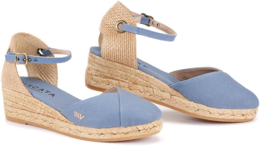 Handmade in Spain Pubol 2" Wedge, Ankle-Strap, Closed Toe, Classic Espadrilles Heel