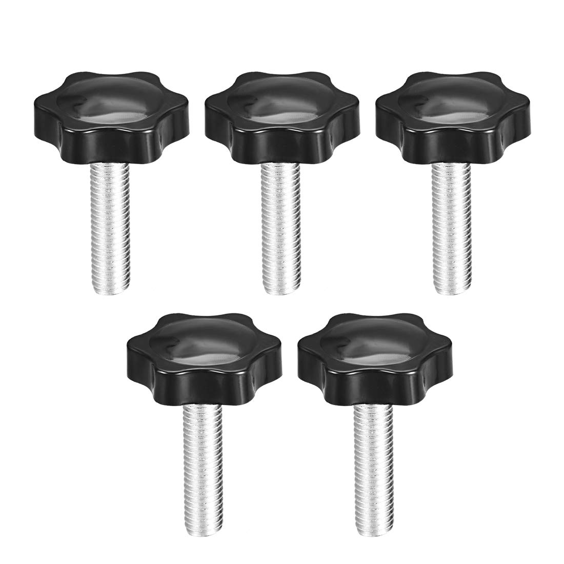 uxcell Clamping Screw Knob, 38mm Dia Plum Hex Shaped Grips Star Knob M10 x 45mm Male Thread, 5pcs