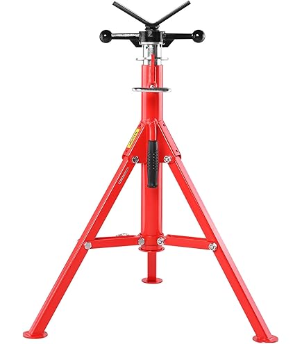 2-Piece Heavy-Duty Pipe Stand Set – 4 Ball Transfer V-Head, Adjustable 20–52″, 2500 Lb Capacity – Folding Tripod Design – For Welding, Threading & Construction