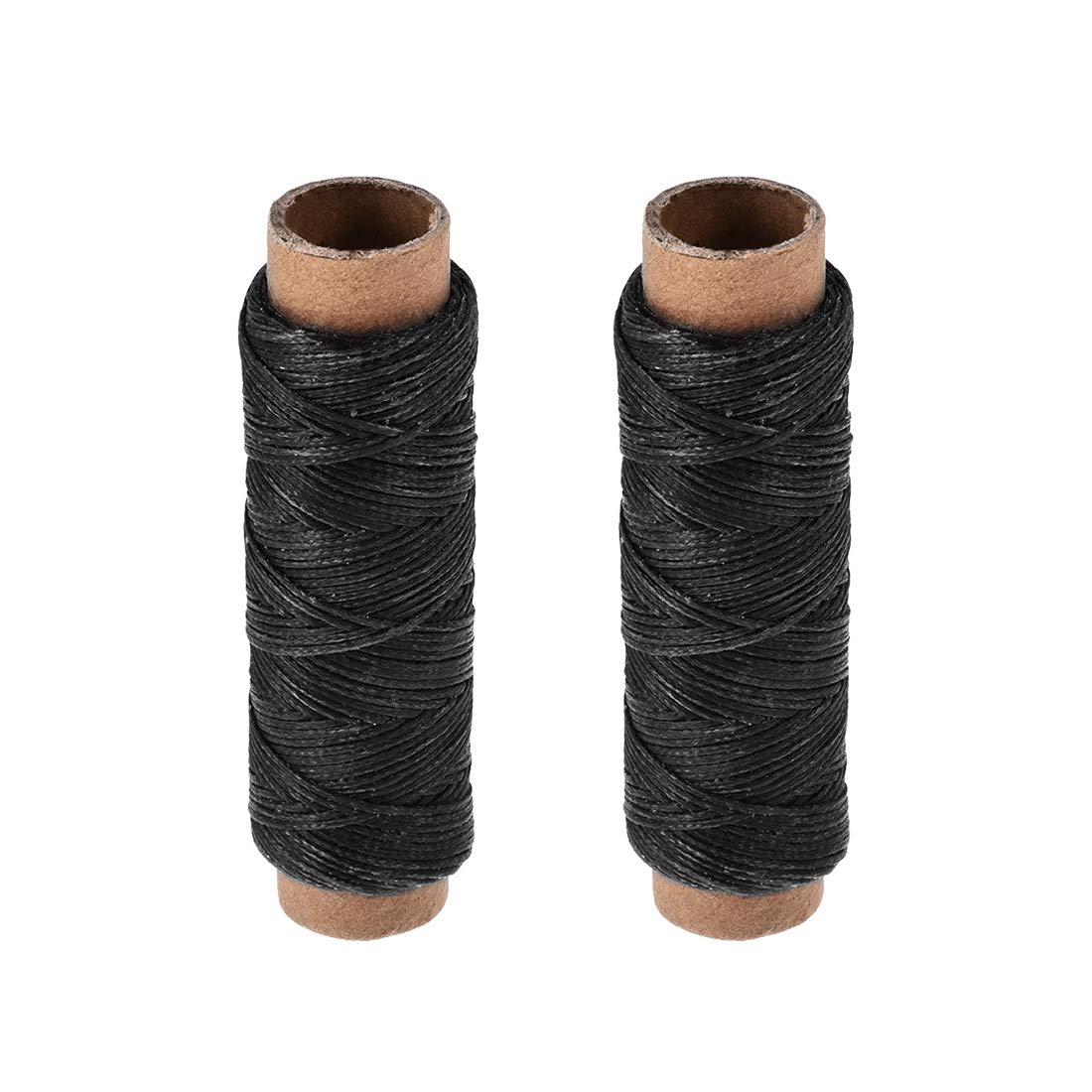 sourcing map Leather Sewing Thread 33 Yards 150D/1mm Polyester Flat Waxed Cord for Hand Stitching Leather Bookbinding,Craft DIY, (Black, 2pcs)