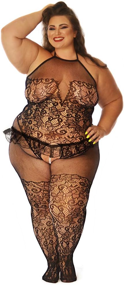 Deep V Lace Corset Stockings Catsuit Bodysuit Christmas Plus Size