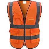 XIAKE 5 Pockets High Visibility Reflective Safety Vest for Men and Women Work Construction Vest