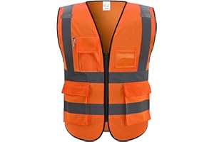 XIAKE 5 Pockets High Visibility Reflective Safety Vest for Men and Women Work Construction Vest