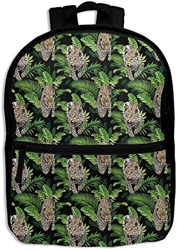 Leopards Palm Leaves Tropical Watercolor In The Jungle Print Children Boys Girls Shoulder Backpacks School Bag
