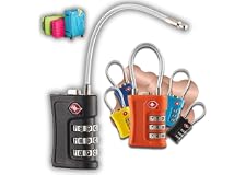 Cadeado TSA 3 Dígitos em Aço Reforçado para Mala e Mochila (SORTIDAS) | Segredo Combinação, Uso em Armário Academia, Trava de Segurança, 3 Dígitos, Cor Preto